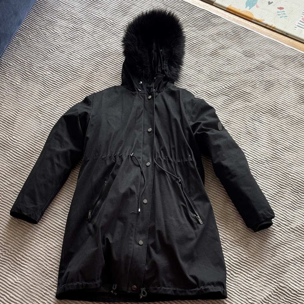 Seraphine Black Maternity Parka Coat